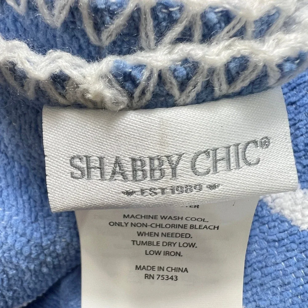 Shabby Chic Decorative Throw Blanket White Blue Bows Accent 50